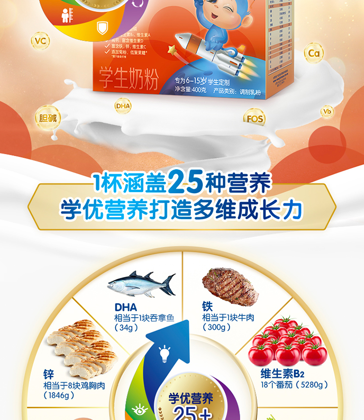 博天堂官方网站学优素学生奶粉（6-15岁）